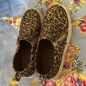 Leopard print slip on zip on shoes Well loved but ready to be worn again!!